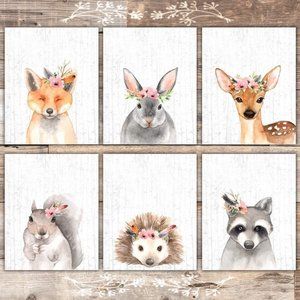 Woodland Animals Wall Art Prints (Set of 6)